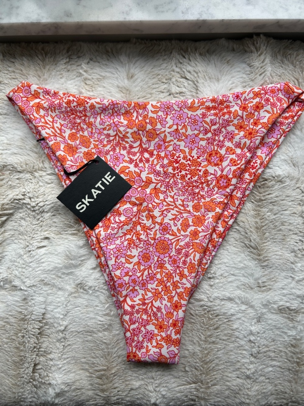 Skatie Pink and Orange Floral Bikini Bottom